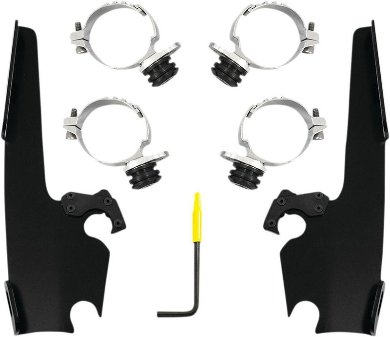 Memphis Shades Fats/slim Windshield Trigger-lock Complete Mount Kit - Aluminum, Adjustable - Black for Harley-Davidson Sportster 2016-2022