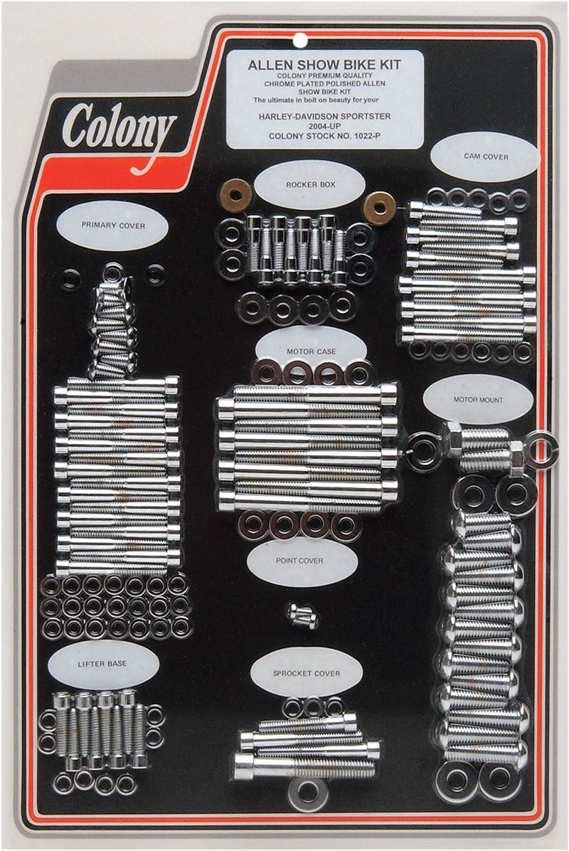 Colony Complete Motor Bolt Kit - Steel, Socket-Head - Chrome / Polished / Silver for Harley-Davidson Sportster 2004-2022