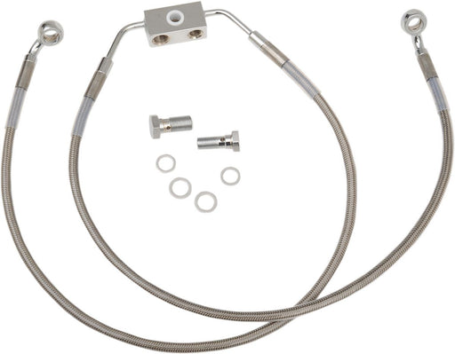 Drag Specialties Brake Line Stainless Steel Clear Coated Front/Upper/Lower Extended +2" - Part #17413835 - Hogparts UK