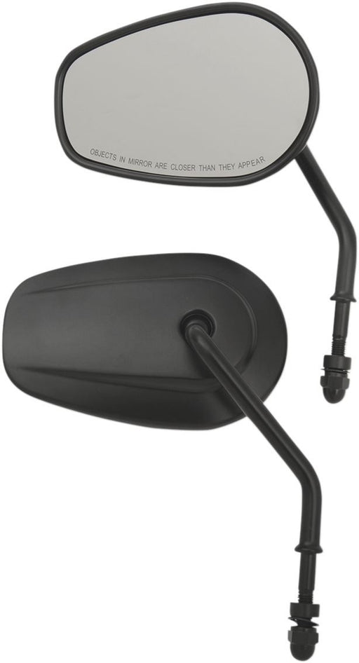 Drag Specialties Mirrors Short Stem One-Style Tear Drop Black - Part #06401308 - Hogparts UK