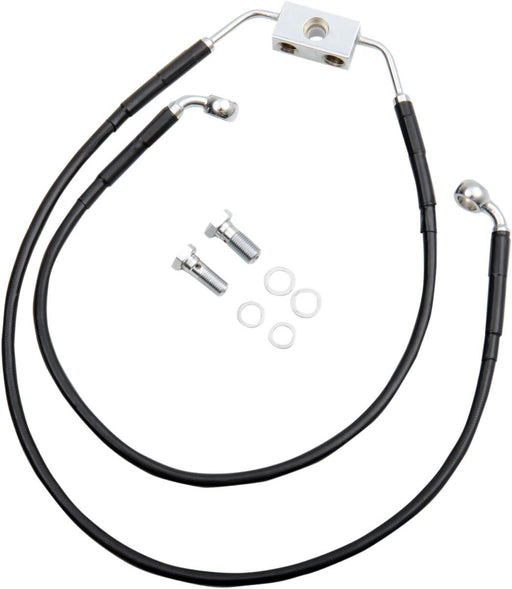 Drag Specialties Brake Line Stainless Steel Black Coated Front/Upper/Lower Extended +10" - Part #17413844 - Hogparts UK