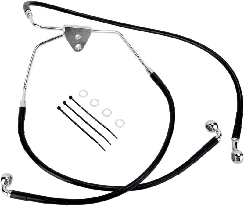 Drag Specialties Front Brake Line Black Vinyl Coated Stainless Steel - Part #17412508 - Hogparts UK