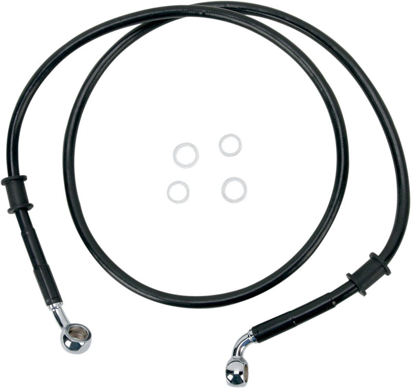 Drag Specialties Front Brake Line Black Vinyl Coated Stainless Steel - Part #17412786 - Hogparts UK
