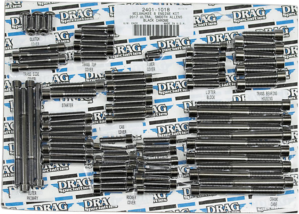 Drag Specialties Bolt Kit M8 Engine Smooth Socket Head Black - Part #24011018 - Hogparts UK