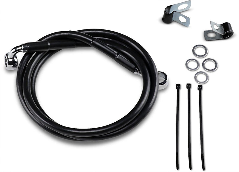 Drag Specialties Front Brake Line Black Vinyl Coated Stainless Steel Extended 4" - Part #17412546 - Hogparts UK