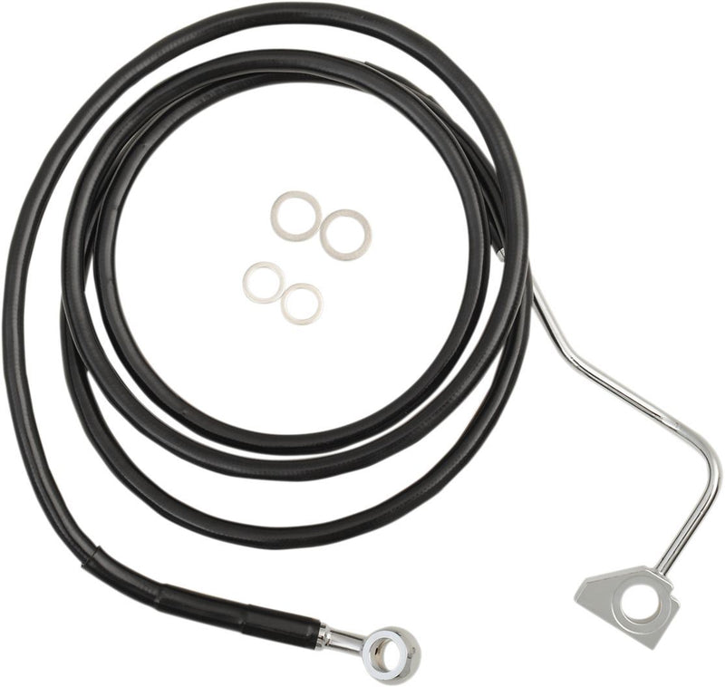 Drag Specialties Black Vinyl/Stainless Extended Length Front Brake Line Kit - Part #17413998 - Hogparts UK