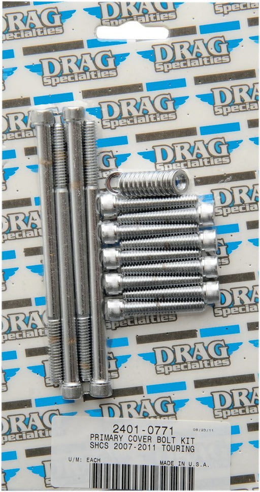 Drag Specialties Chrome Socket-Head Primary Cover Bolt Kit Knurled - Part #24010771 - Hogparts UK