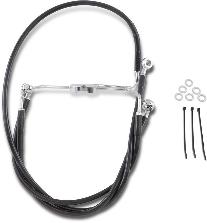 Drag Specialties Front Brake Line Black Vinyl Coated Stainless Steel Extended 10" - Part #17412525 - Hogparts UK