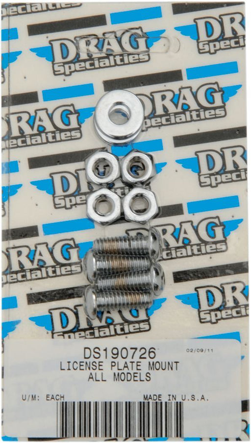 Drag Specialties Chrome Socket-Head License Plate Mount Bolt Kit Knurled - Part #DS190726 - Hogparts UK