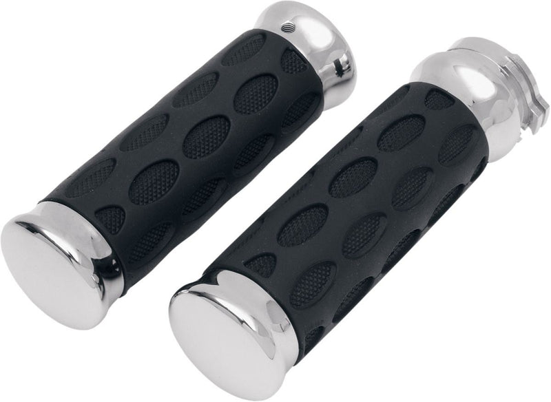 Drag Specialties Grips Hotop Chrome/Rubber - Part #06300372 - Hogparts UK