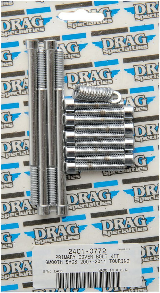Drag Specialties Chrome Socket-Head Primary Cover Bolt Kit Smooth - Part #24010772 - Hogparts UK