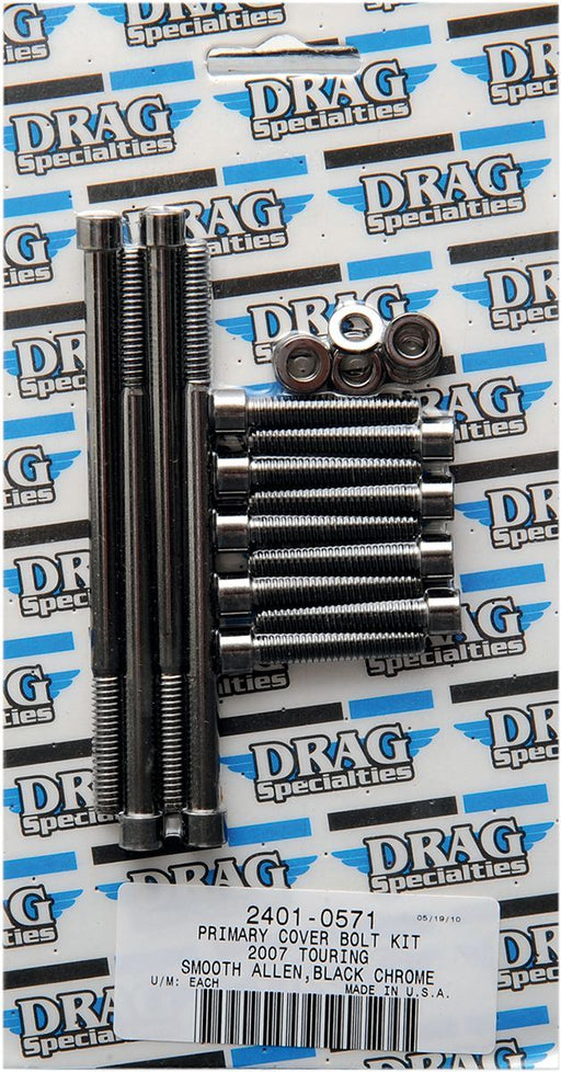 Drag Specialties Black Chrome Socket-Head Primary Cover Bolt Kit Smooth - Part #24010571 - Hogparts UK