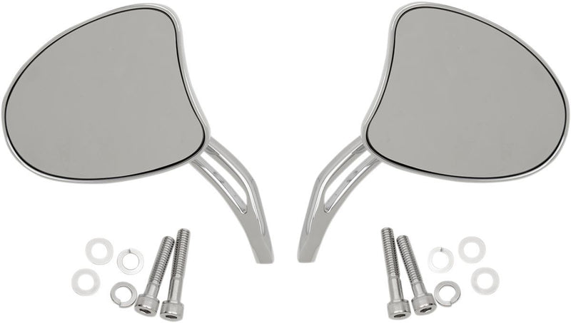 Drag Specialties Mirrors Tapered With Short Slotted Stems Chrome - Part #06401097 - Hogparts UK