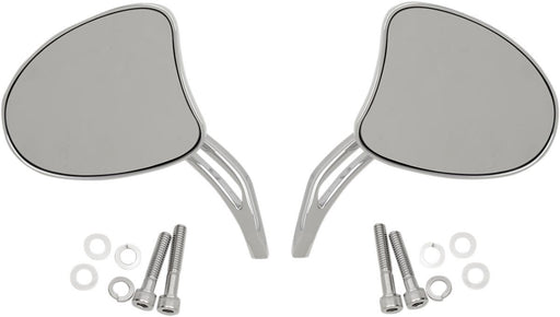 Drag Specialties Mirrors Tapered With Short Slotted Stems Chrome - Part #06401097 - Hogparts UK