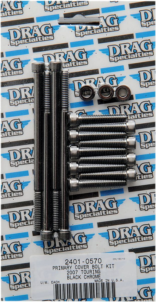 Drag Specialties Black Chrome Socket-Head Primary Cover Bolt Kit Knurled - Part #24010570 - Hogparts UK