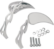 Drag Specialties Mirror Kit Flame Teardrop W/ Flame Stems Chrome - Part #06400116 - Hogparts UK