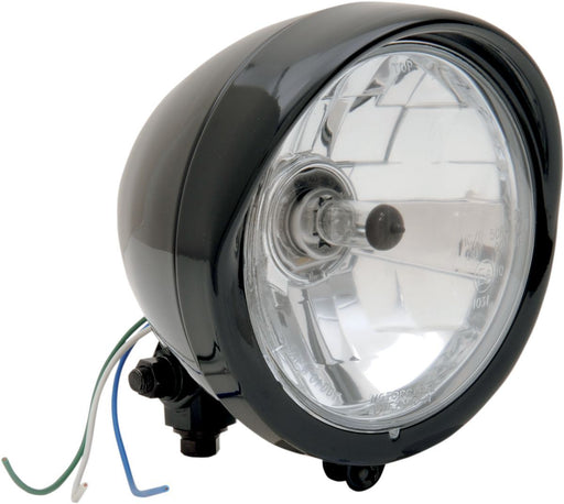 Drag Specialties Black 5-3/4" Diamond-Style Bottom-Mount Headlight Assembly With Visor - Part #20011121 - Hogparts UK