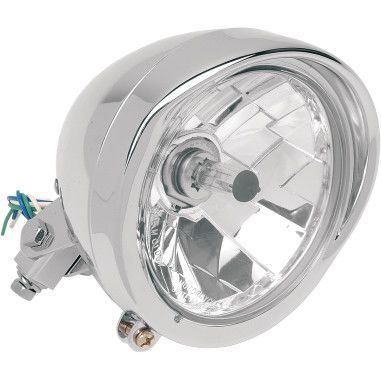 Drag Specialties Chrome 5-3/4" Diamond-Style Bottom-Mount Headlight - Part #20011114 - Hogparts UK