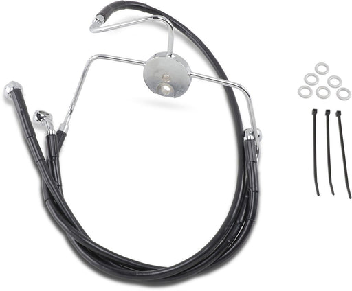 Drag Specialties Front Brake Line Black Vinyl Coated Stainless Steel Extended 2" - Part #17412521 - Hogparts UK