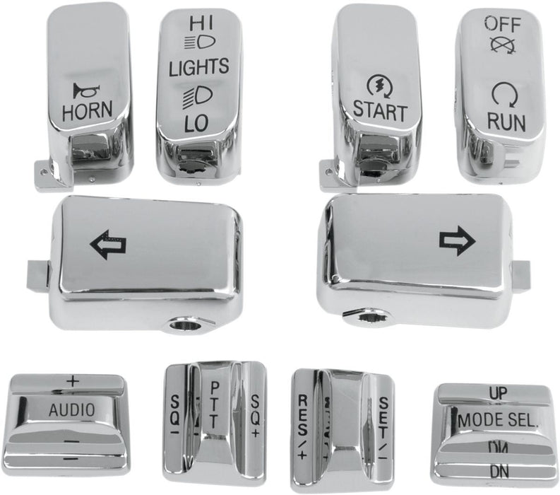 Drag Specialties Switch Cap Kit W/ Audio/Cruise-Control Chrome - Part #06160130 - Hogparts UK