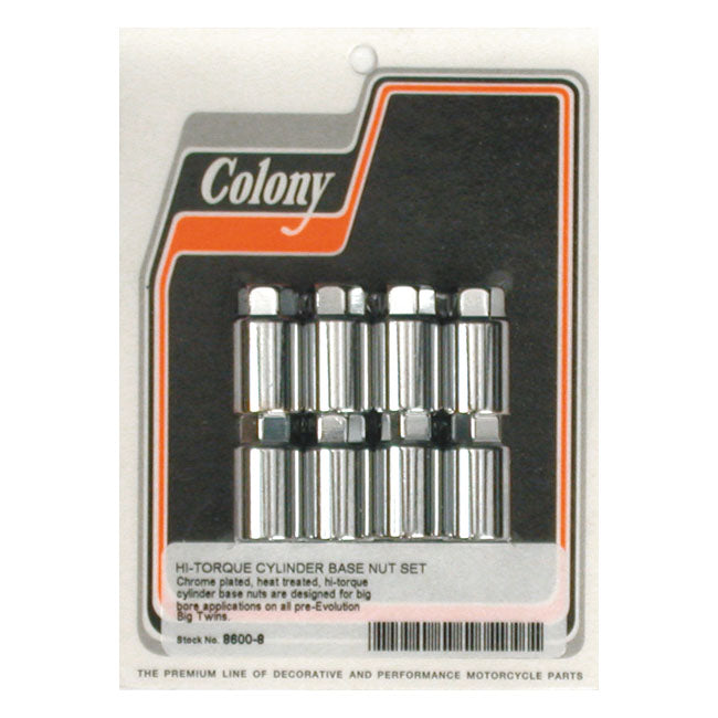 Colony Cyl Base Nut Kit, High-Torque for 36-84 Big Twin