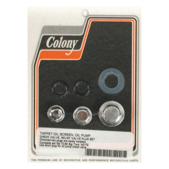 Colony Oil Pump And Crankcase Plug Set for 68-80 Big Twin