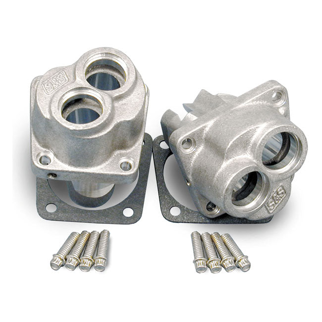 S&S, 84-99 Cast Tappet Block Set Front/Rear. Natural for 84-99 Evo Big Twin