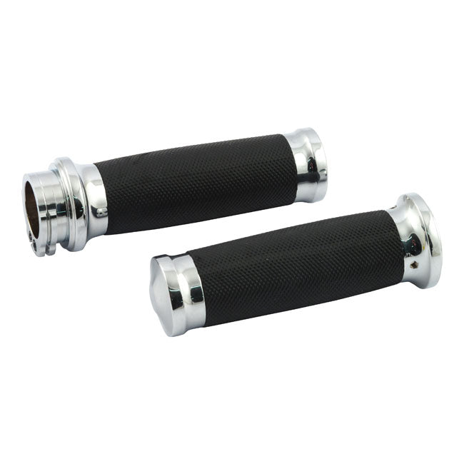 MCS Handlebar Grip Set, Caliber. Chrome – 1974–2022 H-D with Single or Dual…
