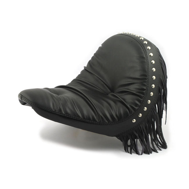 Le Pera, Monterey Solo Seat. Regal Plush With Fringes for 00-07 Softail (Excl. FXSTD Deuce) With Up To 150mm tyre, Frame Mounted