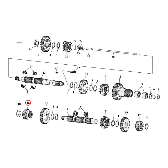 Andrews 4th Gear, Countershaft for 80-06 5-Sp Big Twin