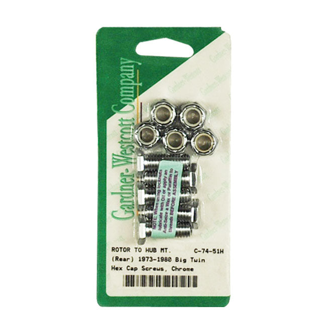 Front/Rear Brake Rotor Bolt Kit, Hex for 73-84 FL Front; 73-80 FL, FX Rear