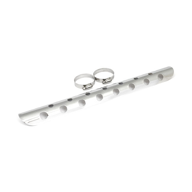 MCS Universal Bullet Hole Heat Shield 18" Long Chrome – 1-3/4" Exhaust Pipes