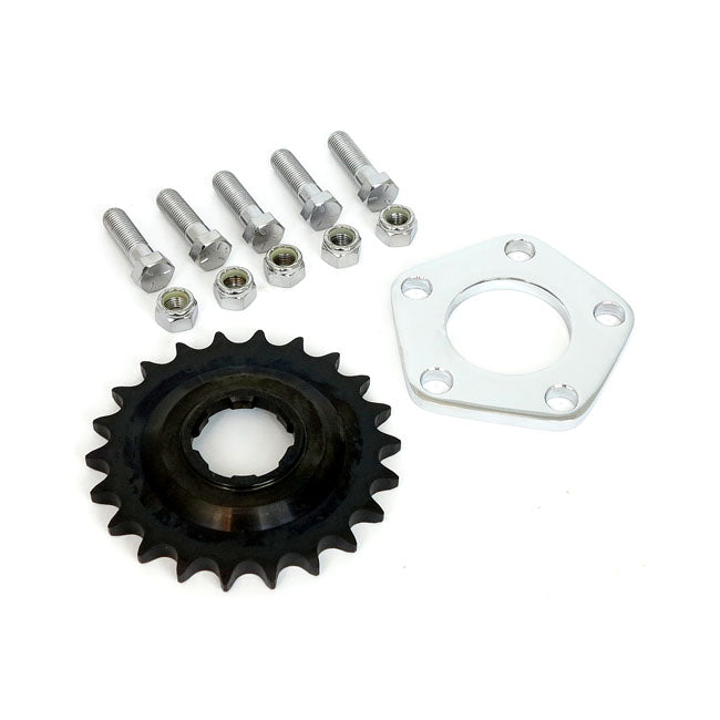 Motorcycle Storehouse 1/4Inch Offset Sprocket & Spacer Kit 22T for 36-85 4-Sp Big Twin & Custom Applications