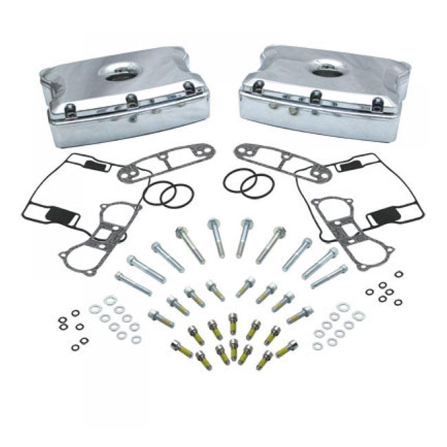 S&S, Die-Cast Rocker Cover Kit. Chrome for 84-99 Evo Big Twin . For Head Or Bottom Crank Vent