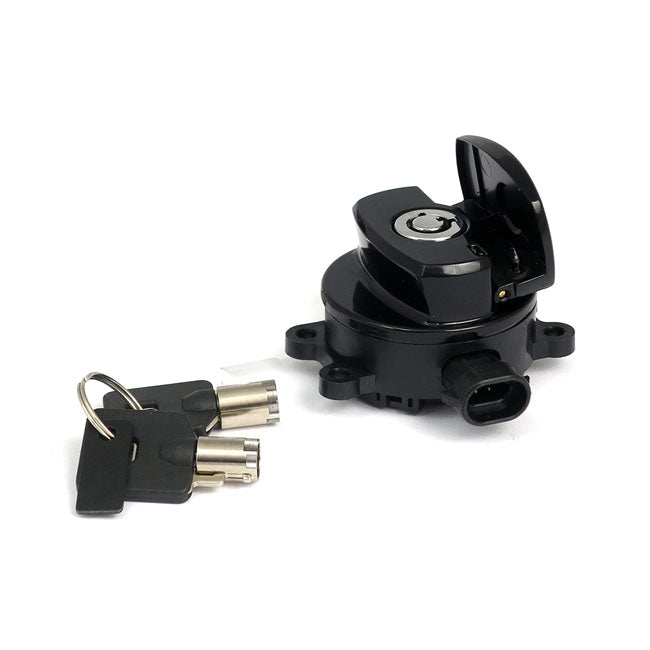 Motorcycle Storehouse 11-Up Ignition Switch, Side Hinge Type. Black for 11-15FXst; 11-17Flst/C/F/N, FLS/S; 14-19 FLHR/C/Xs; 13-17FXdwg, FXDB; 15-20 FLRT Freewheeler