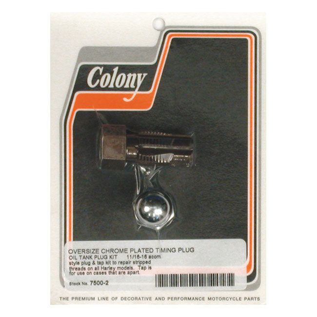Colony, Oversize Timing/Drain Plug & Tap Kit. Acorn for 38-99 Big Twin (Excl. TC); 52-03 XL; 38-73 45" Sv