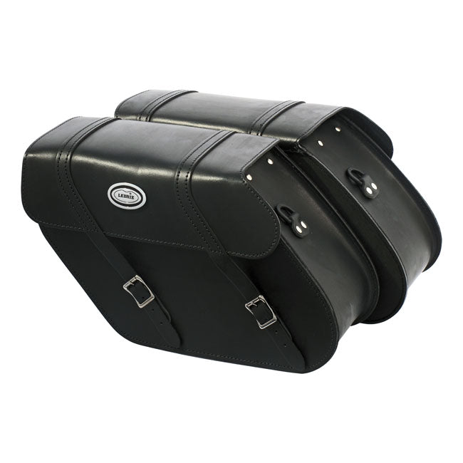 Ledrie, Reinforced Rigid Leather Saddlebag Set. 17 Litre for Universal