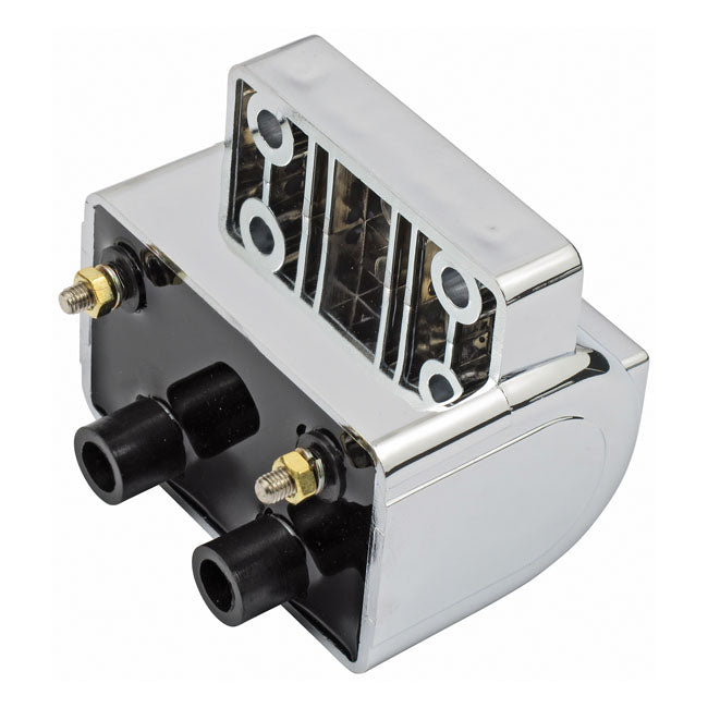 Motorcycle Storehouse Late' Oem Style Ignition Coil. 12V, 4 Ohm. Chrome for 80-84 Shovel Big Twin; 80-84 XL. With Electronic Ignition (Dual Fire)