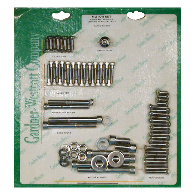 Motor Screw Set, Allen for 1965 Panhead  With Steel D-Rings, Short Bolts