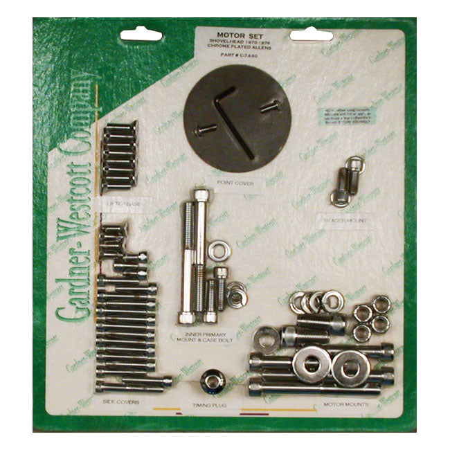 Motor Screw Sets, Chrome Allen for 70-E76 Big Twin
