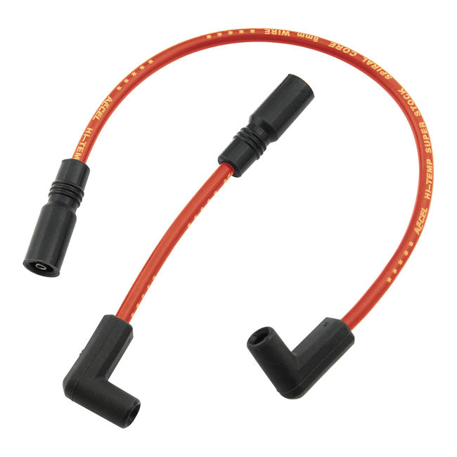 Accel, 8mm Ferro Spiral Core Spark Plug Wire Set. Red for 99-17 Dyna; 99-02 Buell Xb With Late Model Coil Design