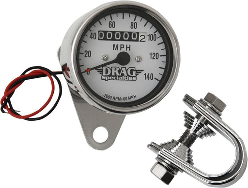 Drag Specialties 2.4" Mechanical Speedometer 2:1 Chrome White Face - Part #DS244135 - Hogparts UK