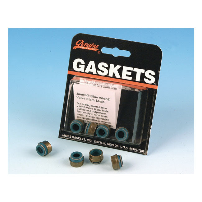 James, Valve Guide Seal Kit. Viton. 4-Pk for 84-99 Evo Big Twin; 99-04 Twin Cam; 86-03 XL