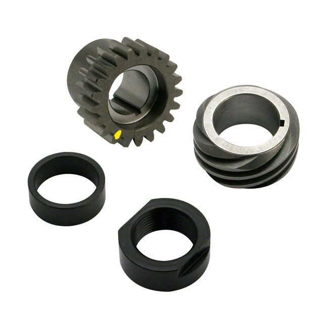S&S, 90-99 Big Twin Pinion Shaft Gear/Conversion Kit. Yellow for L77-84 Shovelhead; 84-89 Evo Big Twin; Conversion Kit For 90-99 Evo Big Twin When Using Custom Pre-1990 Multiple Parts Flywheel Assemblies