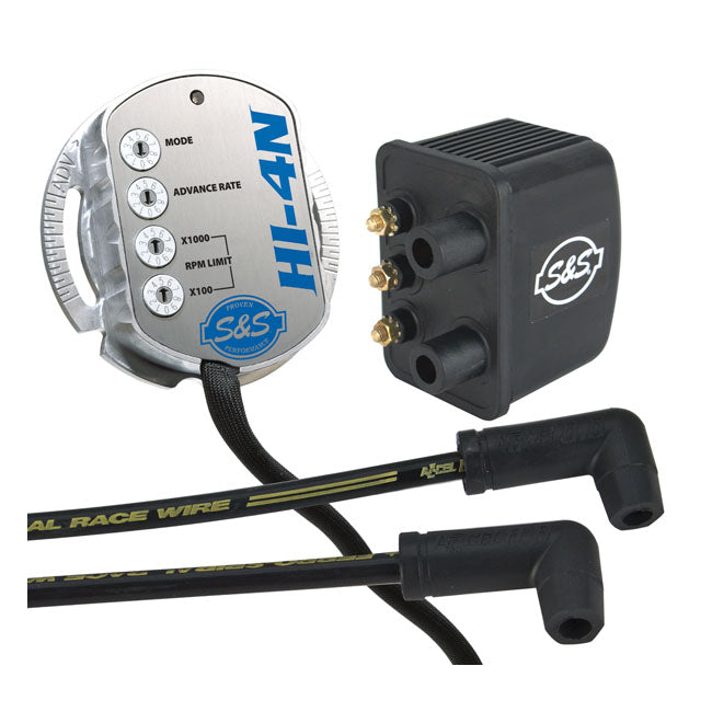 S&S, Hi-4N  Ignition Module, Coil & Spark Plug Wire  Kit for 70-99 Big Twin (Excl. Twin Cam, Excl. Fuel Injection); 71-99 XL