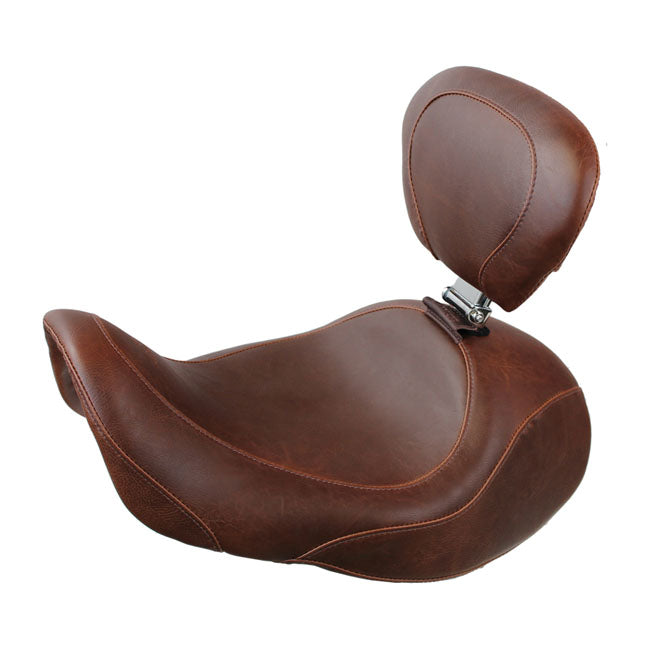 Mustang, Wide Tripper Forward Solo Seat. With Rider Backrest for 06-17 Dyna (Excl. 14-17 Fat Bob)
