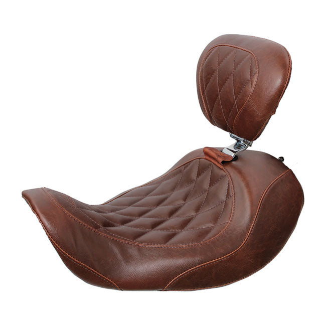 Mustang, Wide Tripper Forward Solo Seat. With Rider Backrest for 06-17 Dyna (Excl. 14-17 Fat Bob)