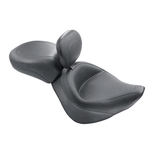 Mustang, Wide Touring Solo Seat. With Rider Backrest for 06-10 FXST With 200mm tyre; 07-17 FLSTF Fatboy; 08-11 FLSTSB Cross Bones