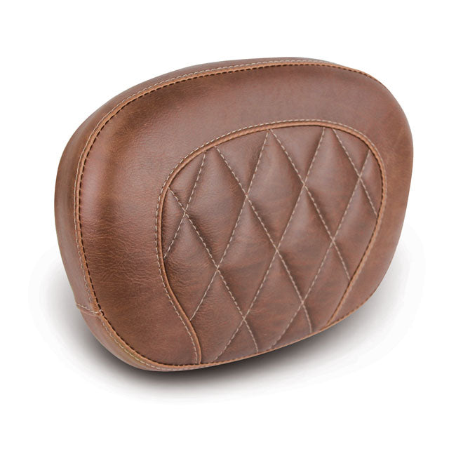 Mustang, Sissy Bar Back Pad. Brown. Diamond for 97-20 FLHR, FLHT, FLTR; 06-20 FLHX