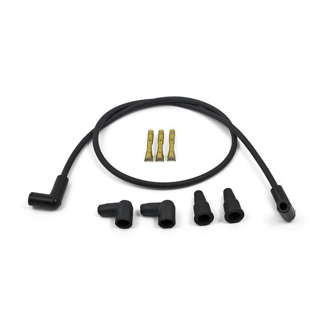 Compu-Fire, 8mm Spark Plug 2 Wire Set, Universal. Black for Up to 1999 H-D Style Coil Connection (Excl. Twin Cam & M8)